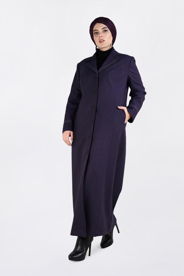 Vêtements hijab POURPRE COUCHE DE FINITION BOUTONNÉE COL CLASSIQUE ALVİNA 1361 - TRENDTESETTÜR
