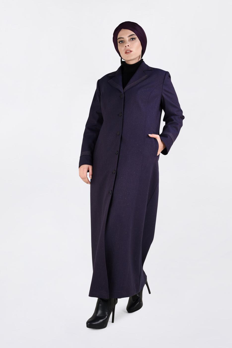 Vêtements hijab POURPRE COUCHE DE FINITION BOUTONNÉE COL CLASSIQUE ALVİNA 1361