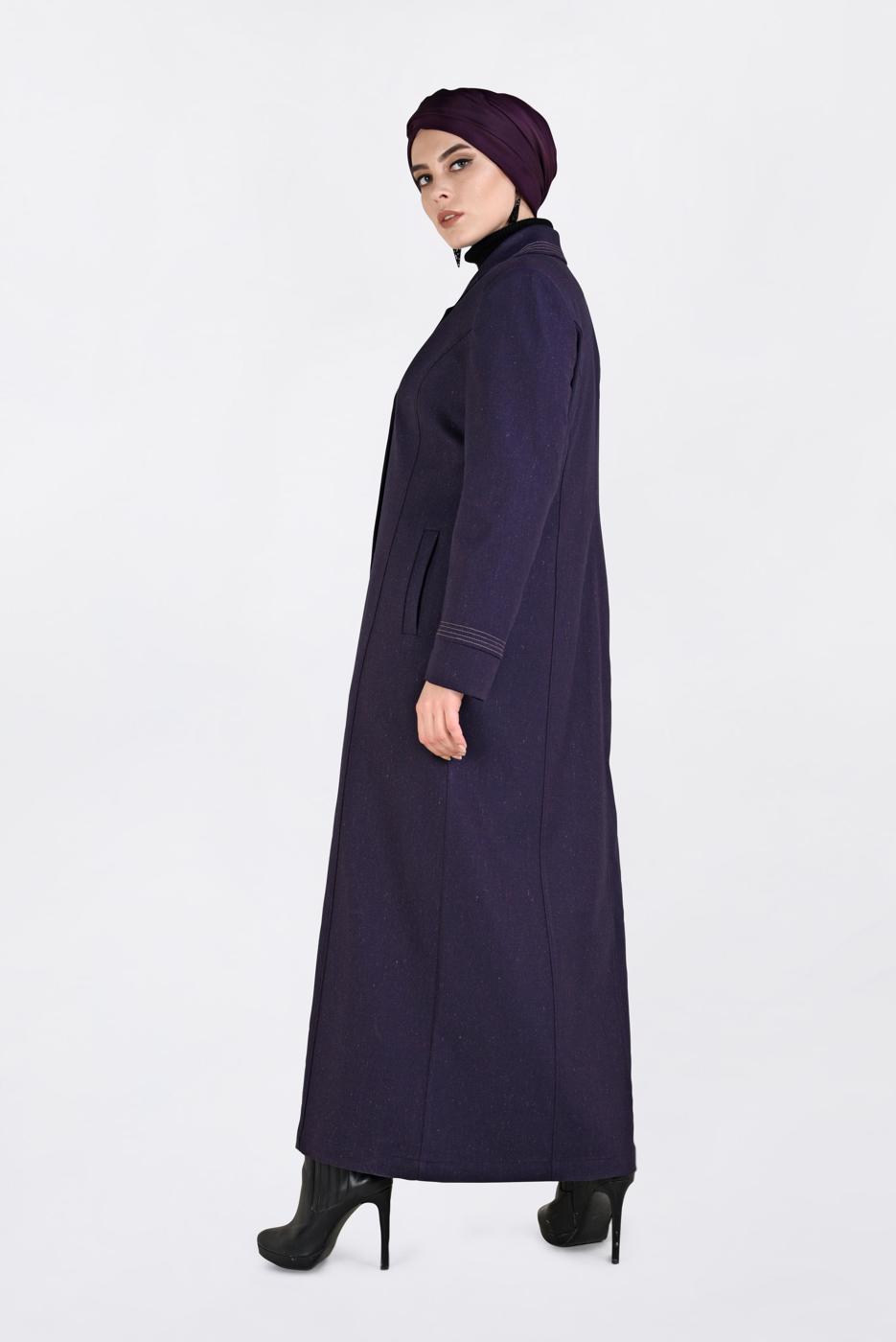 Vêtements hijab POURPRE COUCHE DE FINITION BOUTONNÉE COL CLASSIQUE ALVİNA 1361