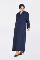 Vêtements hijab BLEU MARINE COUCHE DE FINITION BOUTONNÉE COL CLASSIQUE ALVİNA 1361