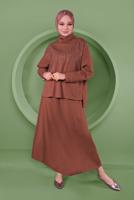 Hijab clothing ORANGE ALVINA GEM EMBROIDERED 2-PIECE SKIRT SUIT T 41413