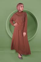 Hijab clothing ORANGE ALVINA GEM EMBROIDERED 2-PIECE SKIRT SUIT T 41413