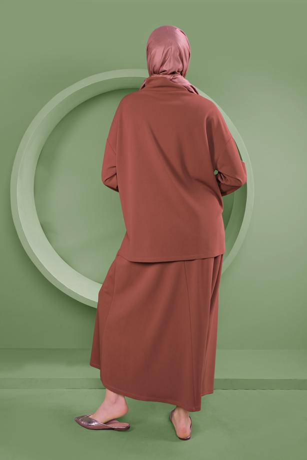 Hijab clothing ORANGE ALVINA GEM EMBROIDERED 2-PIECE SKIRT SUIT T 41413 - TRENDTESETTÜR