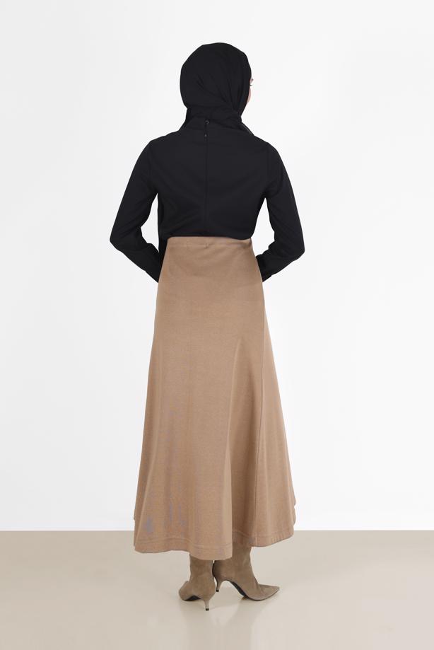 Hijab clothing BLACK ZIPPERED BLOUSE WITH TIED BOW DETAIL 40202 - TRENDTESETTÜR