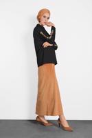 Hijab clothing BLACK ALVİNA LEOPARD PATTERN DETAIL BUTTONED BLOUSE 40288 