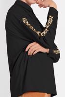 Hijab clothing BLACK ALVİNA LEOPARD PATTERN DETAIL BUTTONED BLOUSE 40288 