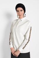 Hijab clothing CREAM ALVİNA LEOPARD PATTERN DETAIL BUTTONED BLOUSE 40288 