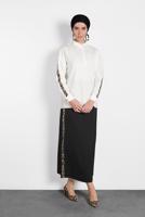 Hijab clothing CREAM ALVİNA LEOPARD PATTERN DETAIL BUTTONED BLOUSE 40288 