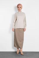 Hijab clothing BEIGE ALVİNA LEOPARD PATTERN DETAIL BUTTONED BLOUSE 40288 