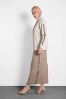 Hijab clothing BEIGE ALVİNA LEOPARD PATTERN DETAIL BUTTONED BLOUSE 40288 