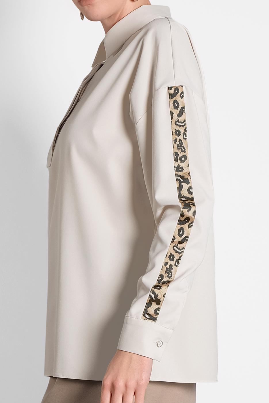 Hijab clothing BEIGE ALVİNA LEOPARD PATTERN DETAIL BUTTONED BLOUSE 40288 