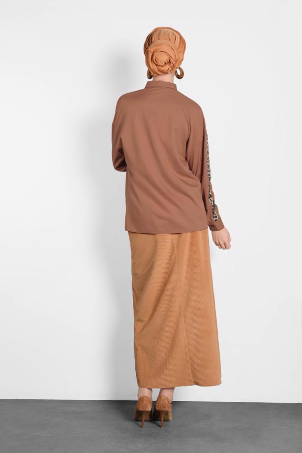 Hijab clothing TABA ALVİNA LEOPARD PATTERN DETAIL BUTTONED BLOUSE 40288  - TRENDTESETTÜR