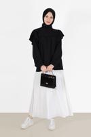 Hijab clothing BLACK GUIPURE DETAIL FRILLED BLOUSE 40332 