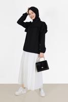Hijab clothing BLACK GUIPURE DETAIL FRILLED BLOUSE 40332 