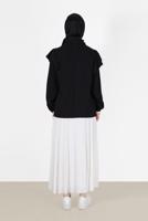 Hijab clothing BLACK GUIPURE DETAIL FRILLED BLOUSE 40332 