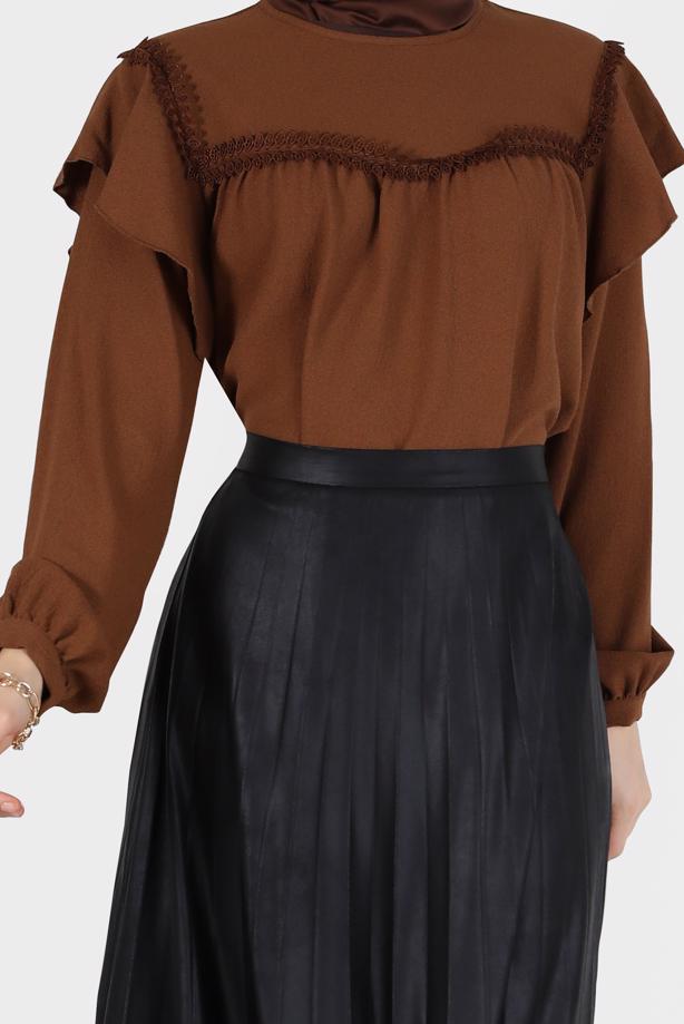 Hijab clothing TABA GUIPURE DETAIL FRILLED BLOUSE 40332  - TRENDTESETTÜR