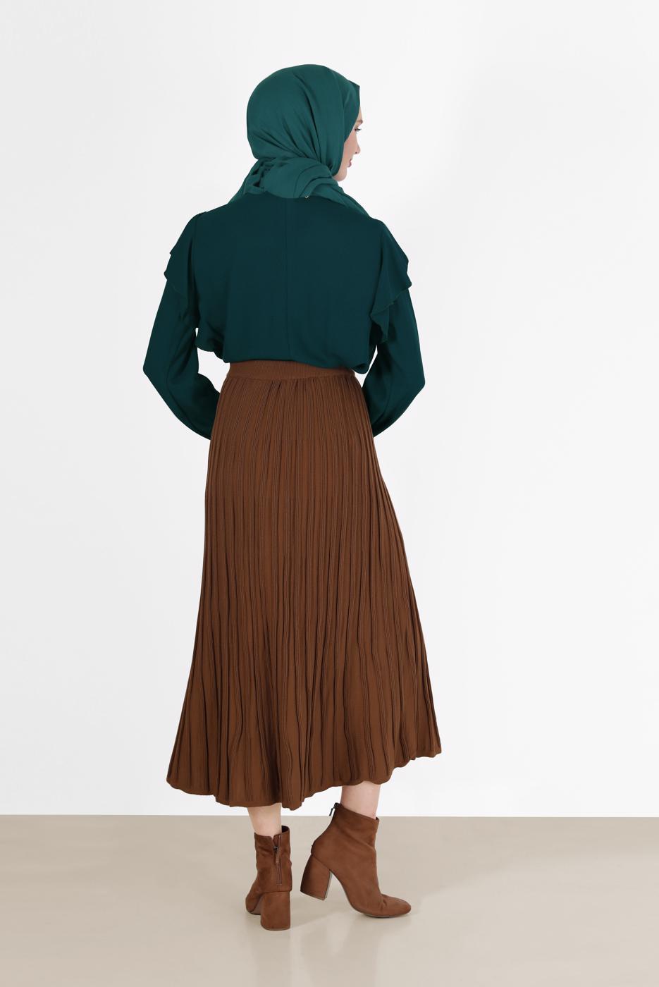 Vêtements hijab VERT BLOUSE À VOLANTS DÉTAIL GUIPURE 40332