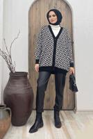 Tesettür giyim SİYAH DESENLİ TRİKO HIRKA 0001 