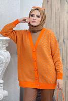 Hijab clothing ORANGE PATTERNED KNITWEAR CARDIGAN 0001 