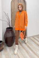 Hijab clothing ORANGE PATTERNED KNITWEAR CARDIGAN 0001 