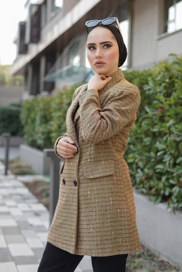 Hijab-Kleidung  ŞAL YAKA DÜĞMELİ CEKET 23601  - TRENDTESETTÜR