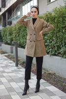 Tesettür giyim HAKİ ŞAL YAKA DÜĞMELİ CEKET 23601 