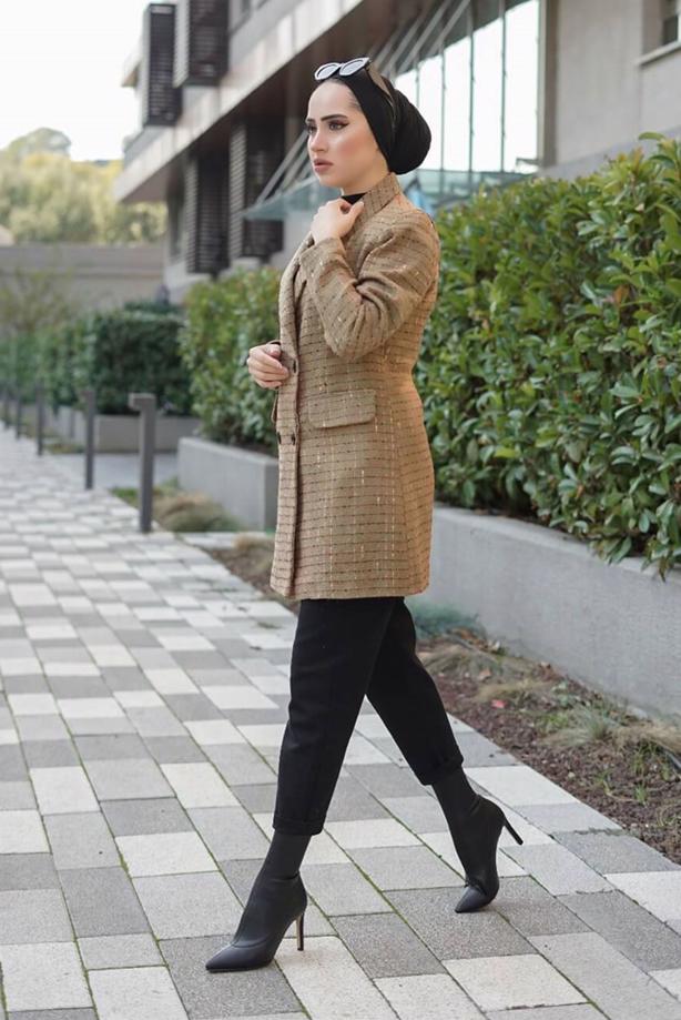 Hijab-Kleidung  ŞAL YAKA DÜĞMELİ CEKET 23601  - TRENDTESETTÜR