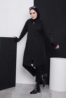 Vêtements hijab NOIR VESTE DE SURVÊTEMENT À CAPUCHE AVEC SEQUINS 4486