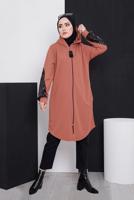 Vêtements hijab BRUN VESTE DE SURVÊTEMENT À CAPUCHE AVEC SEQUINS 4486