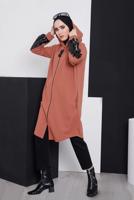 Vêtements hijab BRUN VESTE DE SURVÊTEMENT À CAPUCHE AVEC SEQUINS 4486