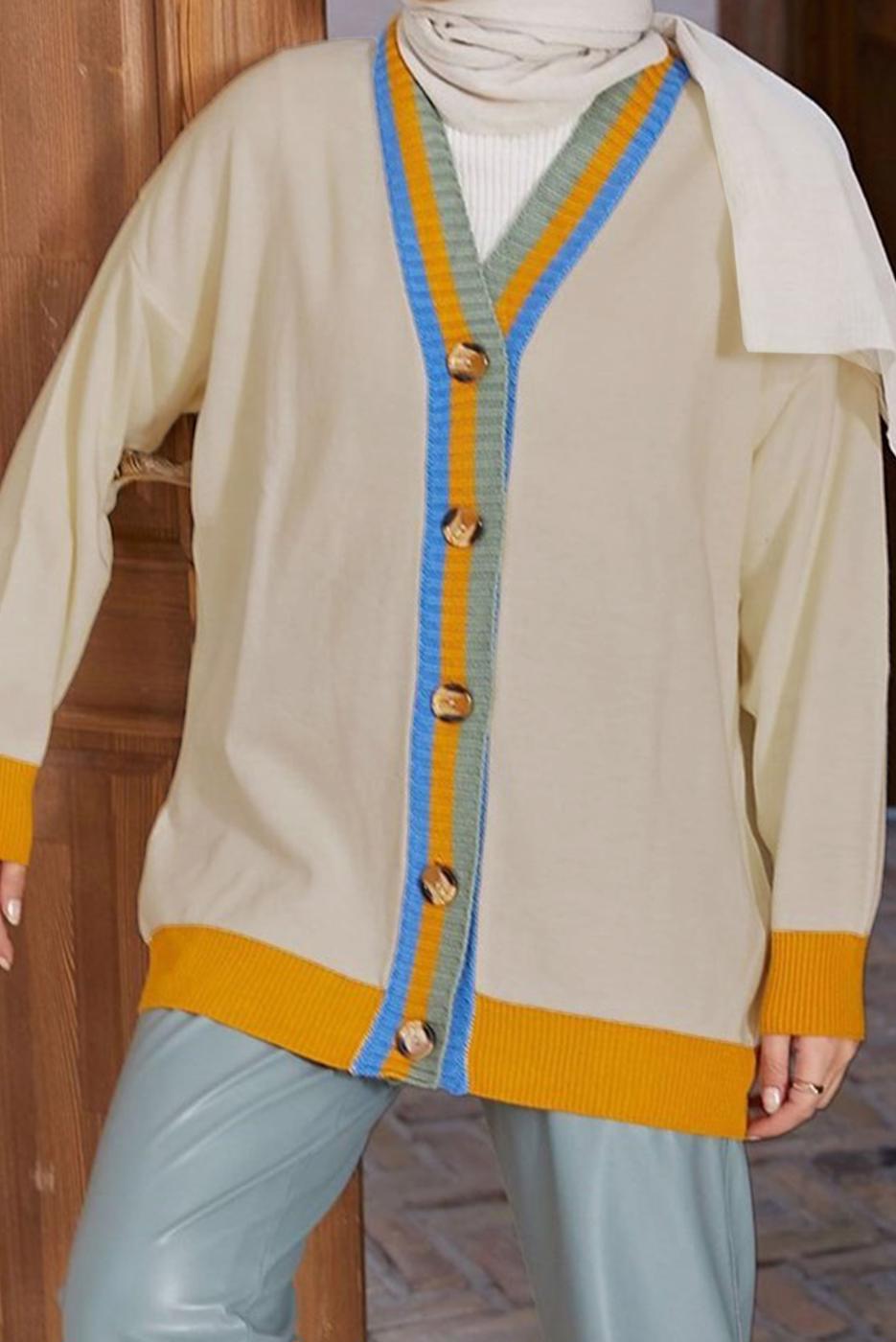 Hijab clothing BEIGE COLORED BUTTONED CARDIGAN 4742 