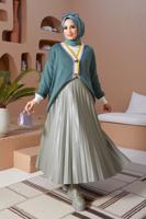Hijab clothing GREEN COLORED BUTTONED CARDIGAN 4742 