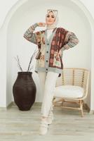 Vêtements hijab GRIS CARDIGAN BOUTONNÉ MOTIF ETHNIQUE 5220