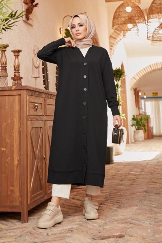 Tesettür giyim  BOYDAN DÜĞMELİ CEKET 5503  - TRENDTESETTÜR