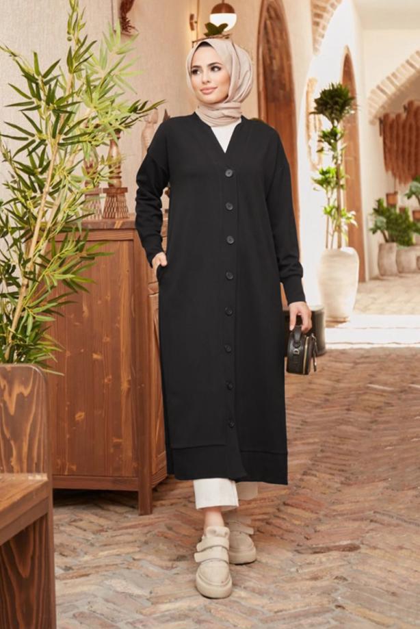 Tesettür giyim  BOYDAN DÜĞMELİ CEKET 5503  - TRENDTESETTÜR