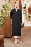 Tesettür giyim SİYAH BOYDAN DÜĞMELİ CEKET 5503 
