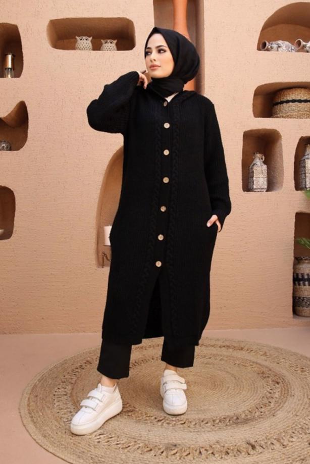 Vêtements hijab  HOODED CABLE KNIT CARDIGAN 6003  - TRENDTESETTÜR