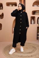 Vêtements hijab NOIR CARDIGAN À CAPUCHE EN TRICOT 6003