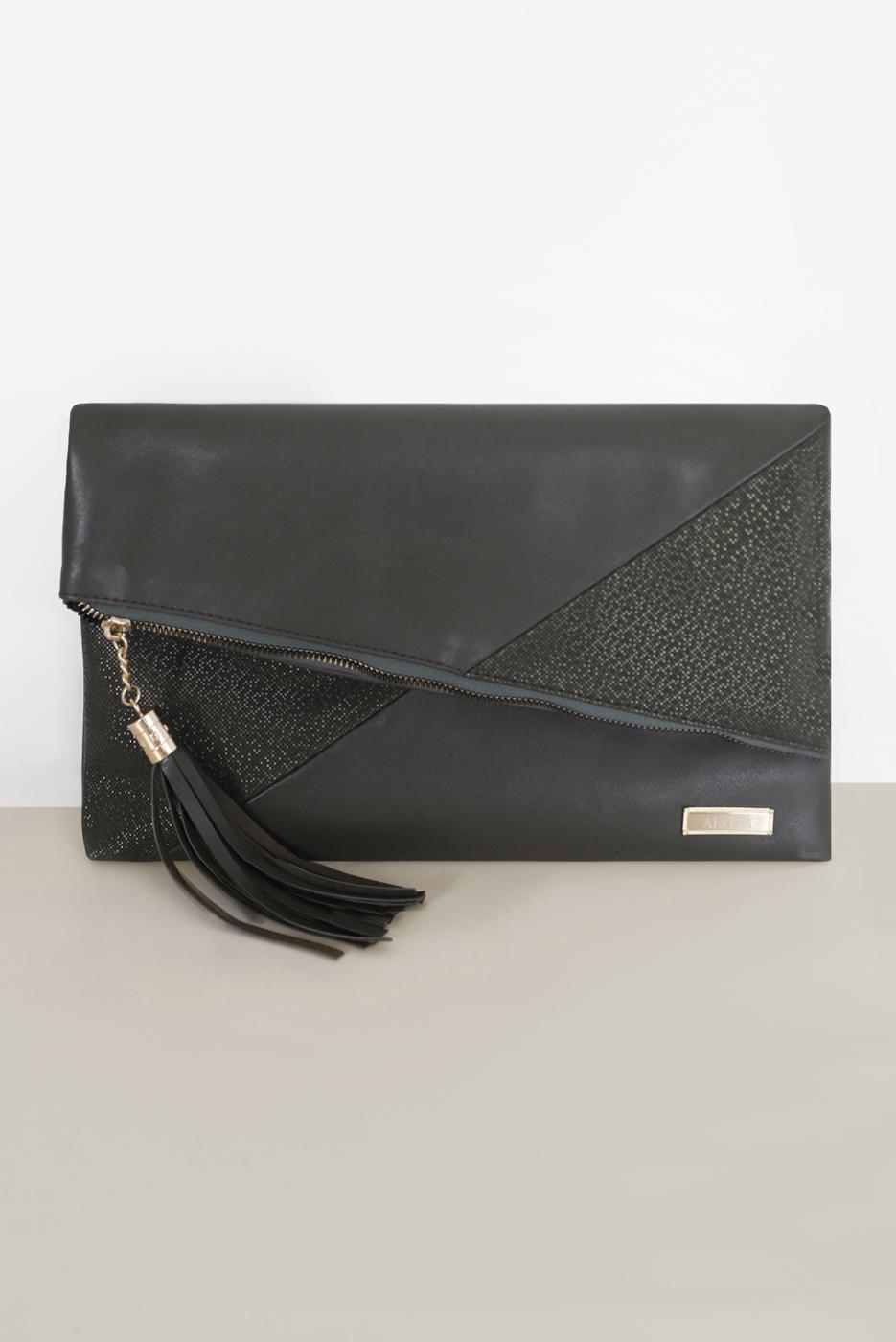 Tesettür giyim HAKİ SÜET DETAYLI CLUTCH ÇANTA 042