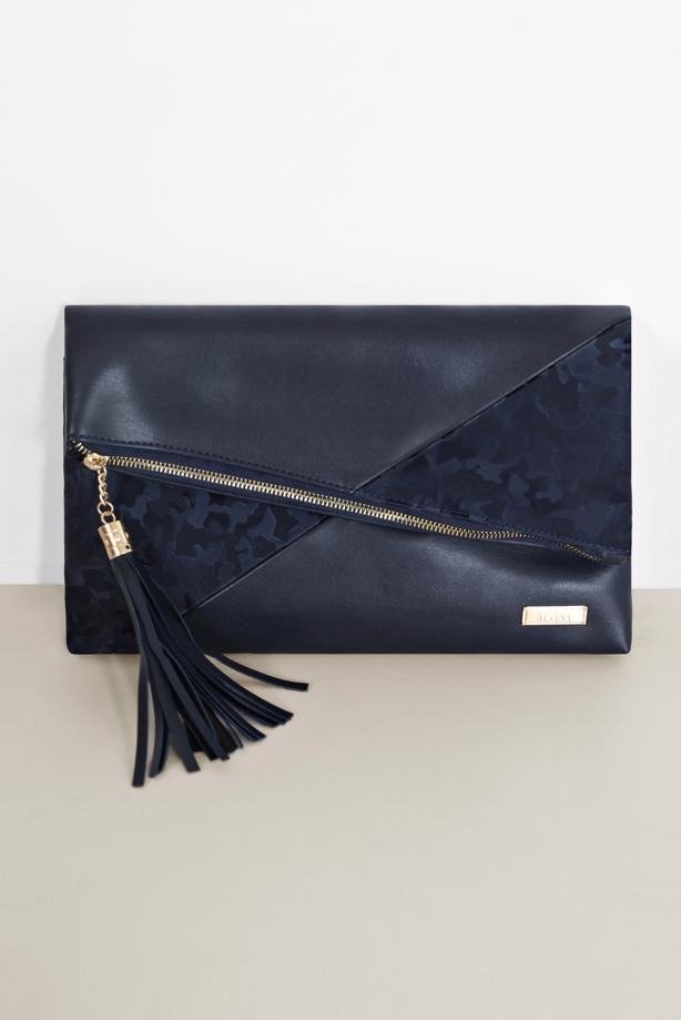 Hijab clothing NAVY BLUE SUEDE DETAIL CLUTCH BAG 042  - TRENDTESETTÜR