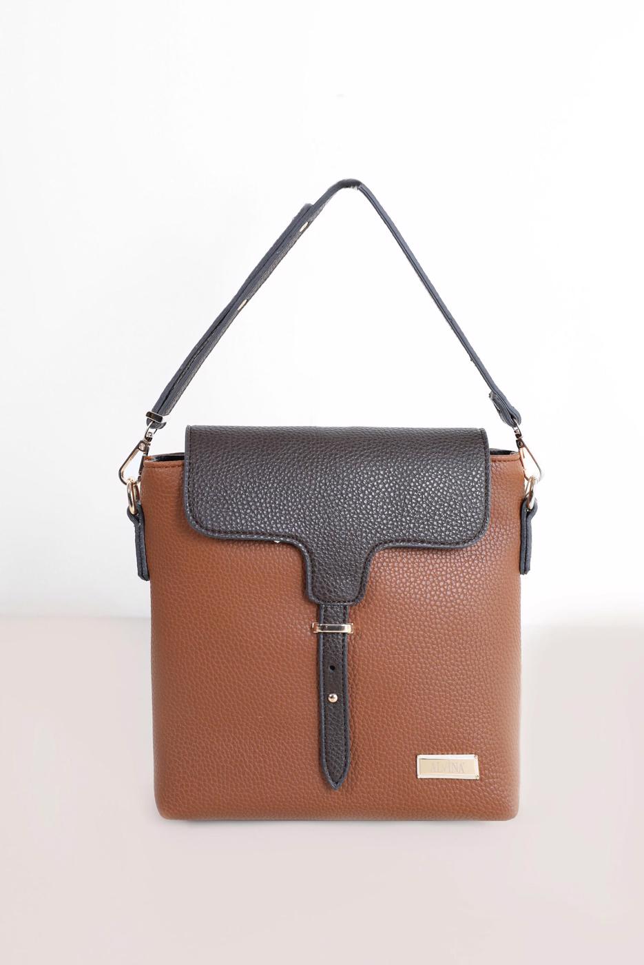 Tesettür giyim TABA ALVİNA KEMER DETAYLI ÇANTA 9032 