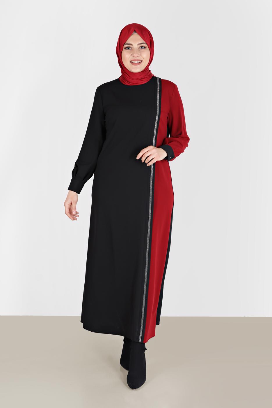 Vêtements hijab ROUGE ALVINA ROBE À RAYURES T 20193 