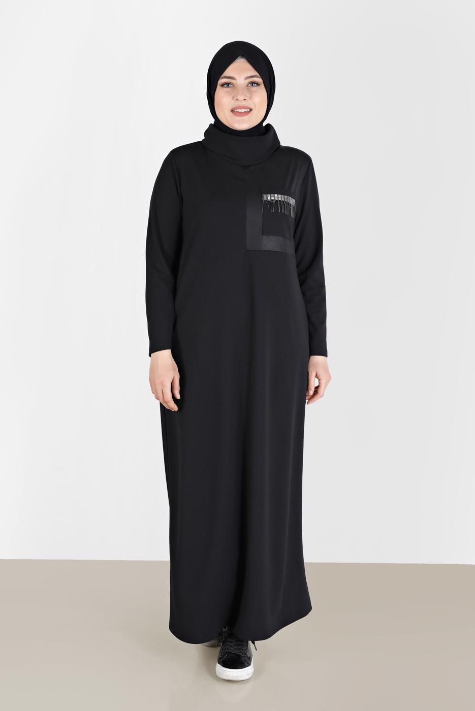 Vêtements hijab NOIR ROBE À FRANGES ALVINA T 20197