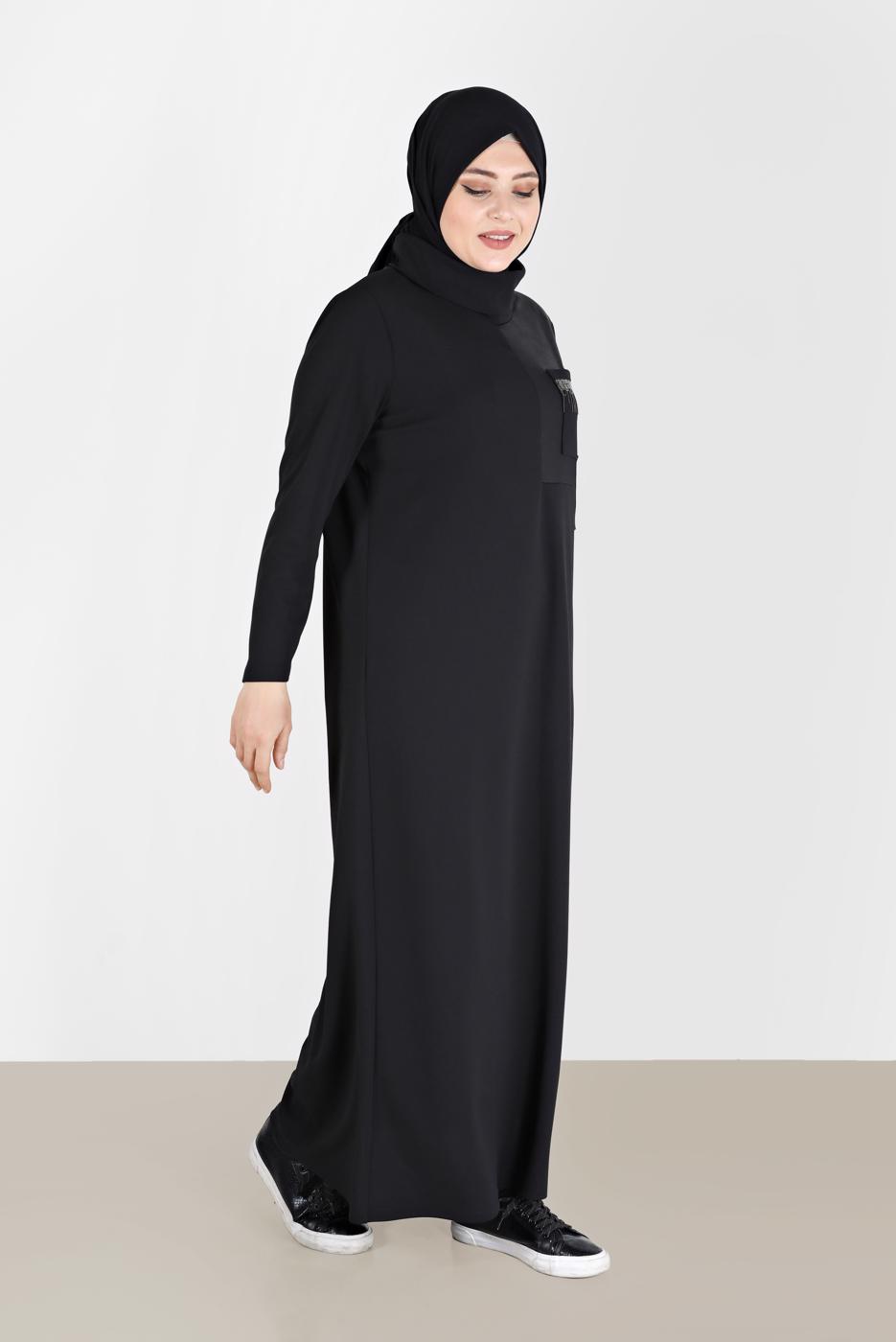 Vêtements hijab NOIR ROBE À FRANGES ALVINA T 20197