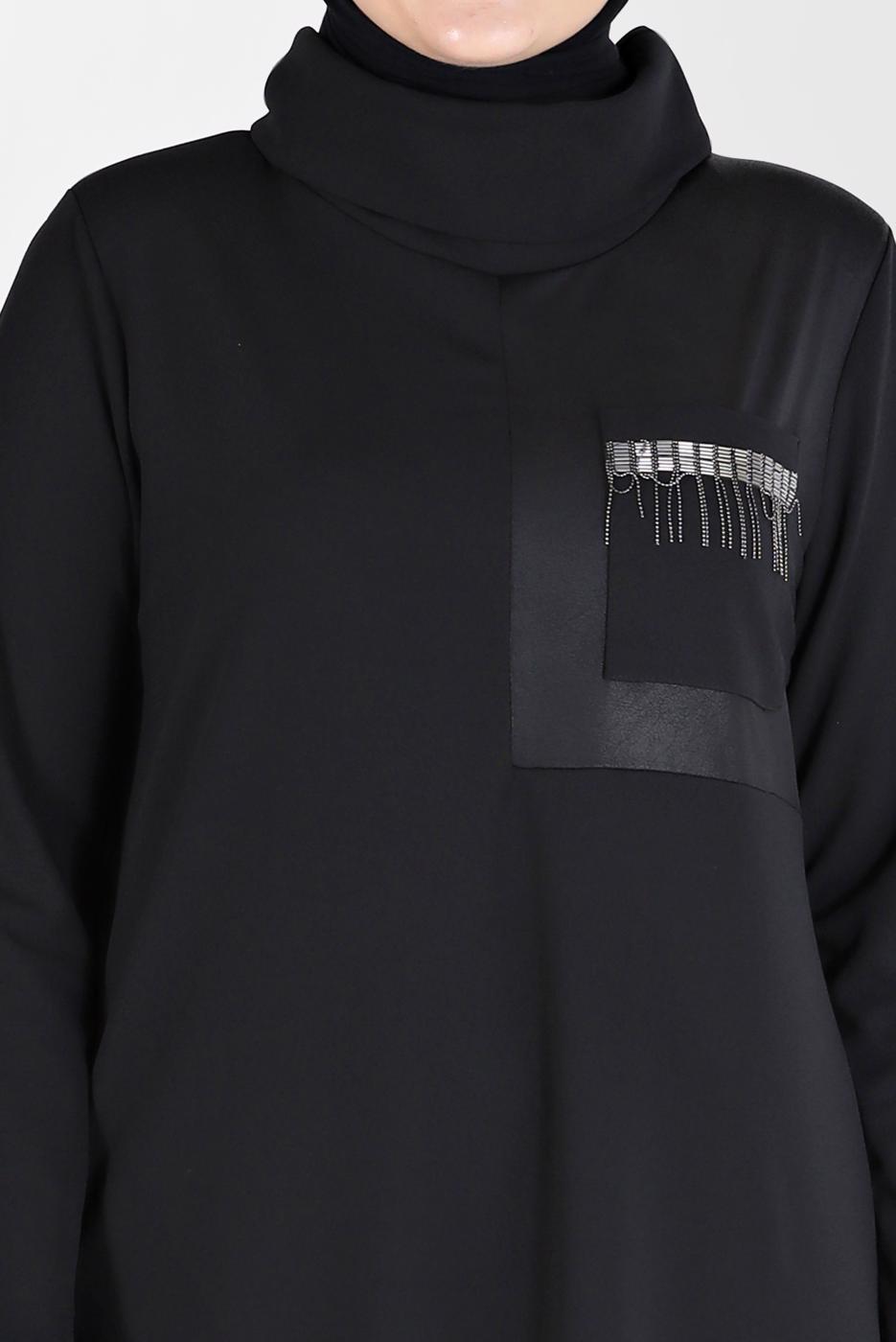 Vêtements hijab NOIR ROBE À FRANGES ALVINA T 20197