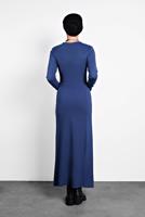 Tesettür giyim LACİVERT ALVİNA FİTİLLİ TRİKO ELBİSE 40047 