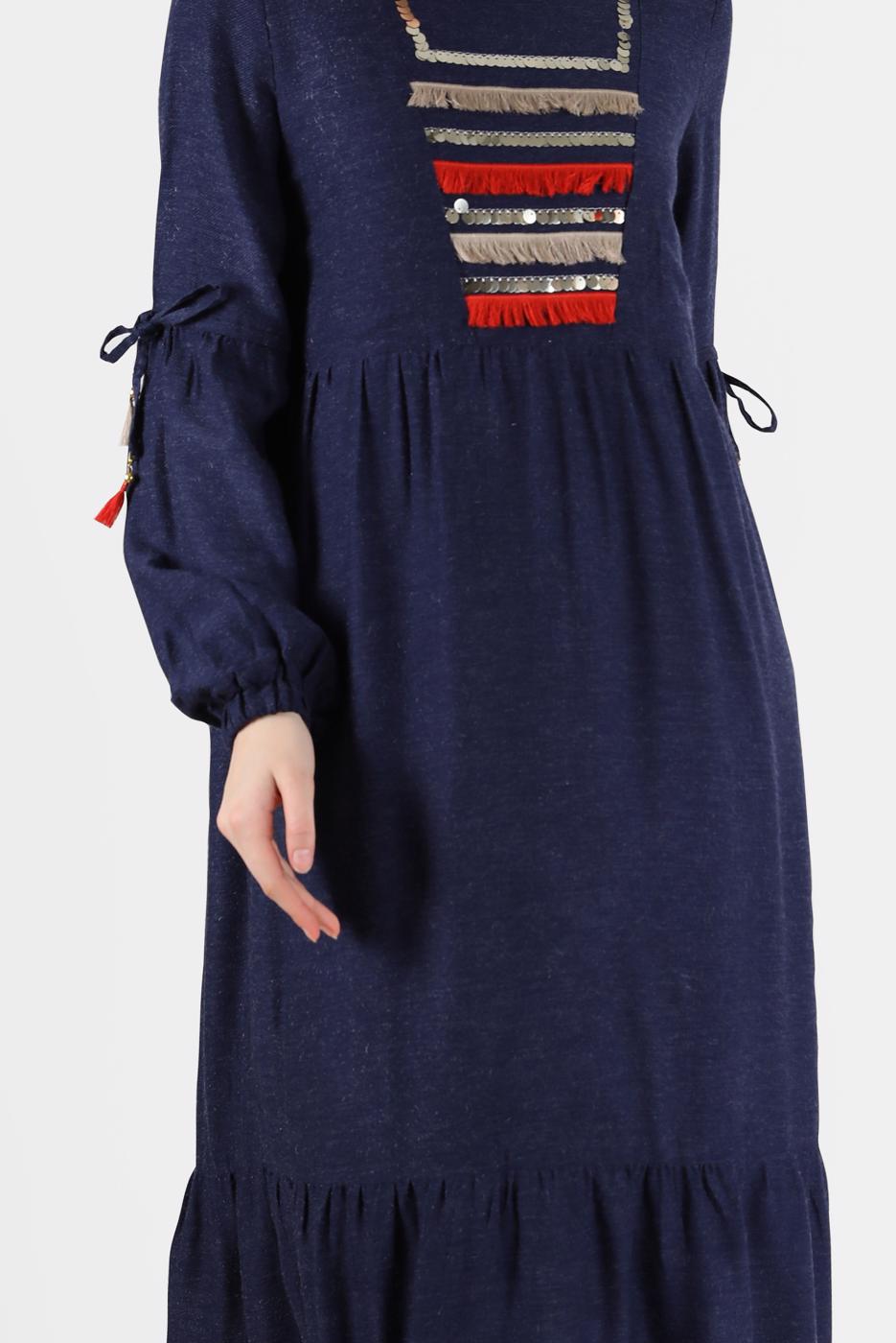 Vêtements hijab BLEU MARINE ROBE À SEQUINS 40118