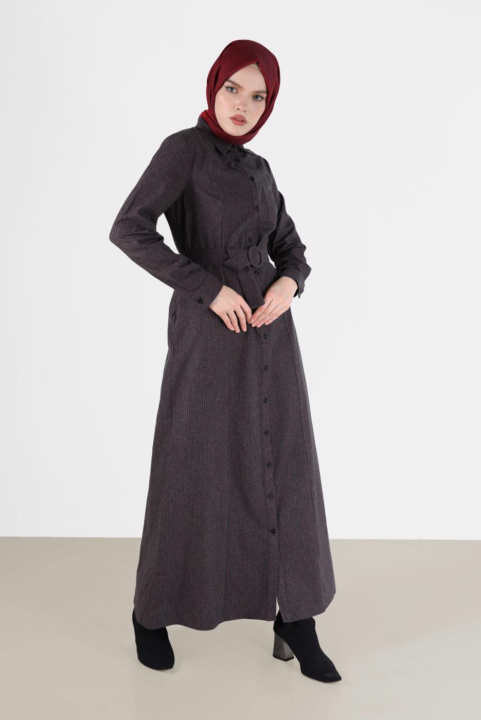 Vêtements hijab NOIR ROBE À RAYURES 40198