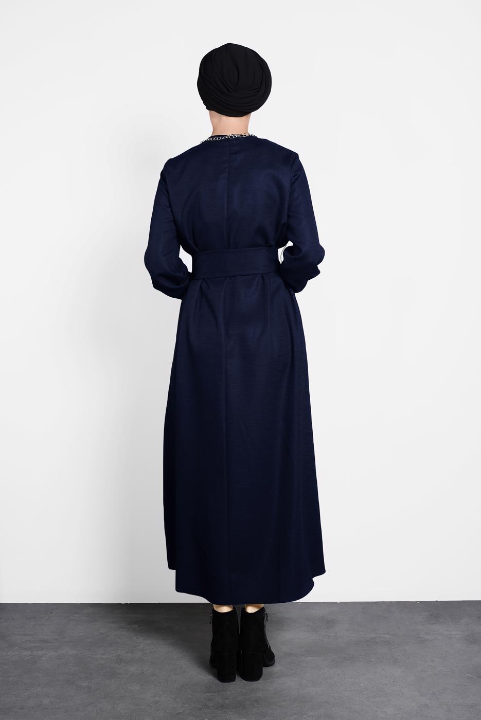 Vêtements hijab BLEU MARINE ROBE ZIPPÉE CEINTURÉE 40215