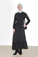 Vêtements hijab NOIR ROBE À RAYURES AVEC CEINTURE 40271